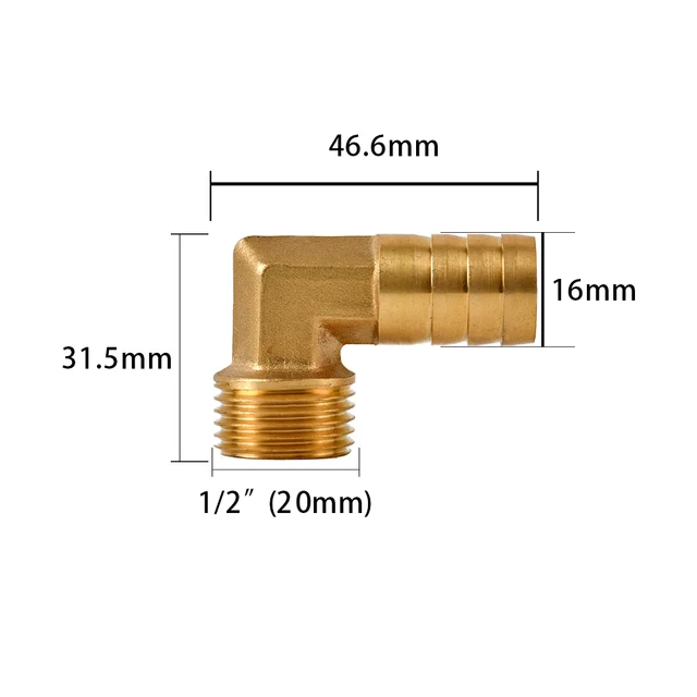Könyök Sárgaréz Tömlő Illesztő Barb Fark 1/2 "Bsp Szál Rézcsatlakozó Ízületi Csatlakozó Adapter - Image 4