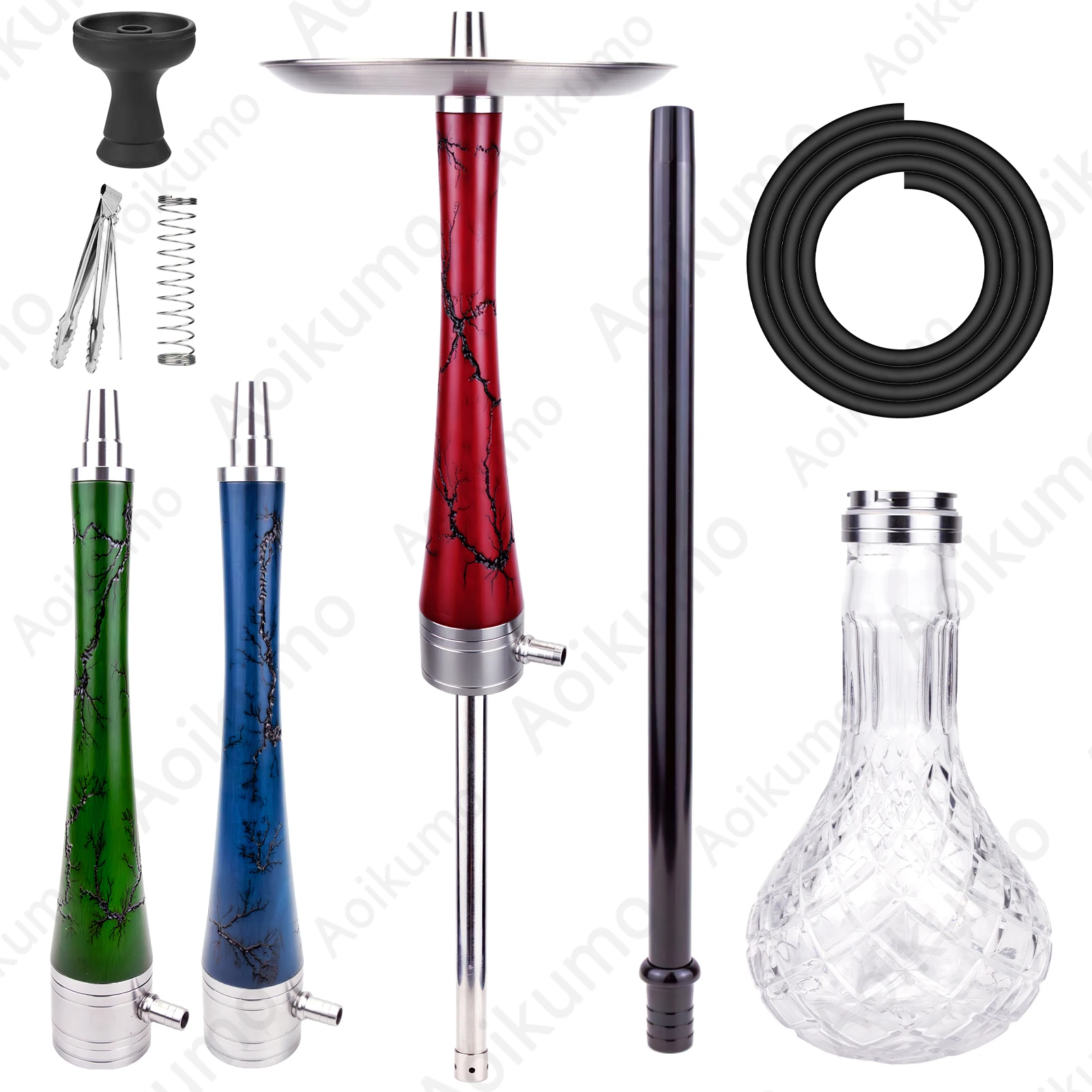 Premium Hookah Set Durable Red Transparent Design Sheesha Chicha Shisha Set Universal for Most Hookahs with All Accessories