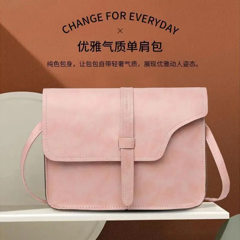 Women's Shoulder Bag Messenger Bag Solid Color Simple Retro Small Square Bag Belt Bag Girl