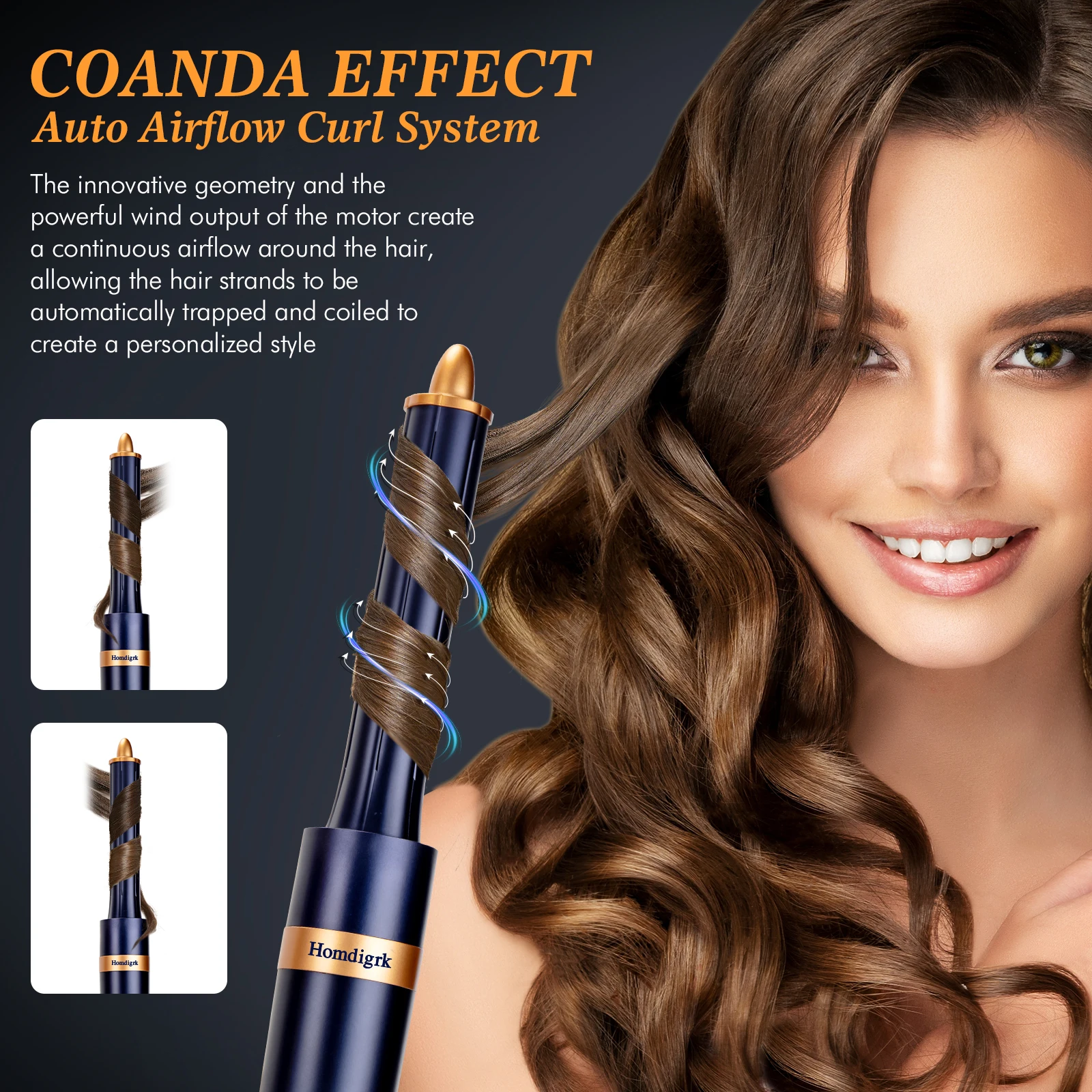 ヘアドライヤー セット6 6-in-1 マルチスタイラー、マイナスイオンヘアドライヤーエア