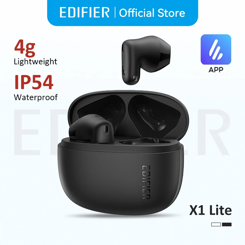 Edifier X1 Lite True Wireless Earbuds – Bluetooth 5.4, 13mm Dynamic Drivers, IP54, 26H Total Playtime, 0.06s Low Latency,
