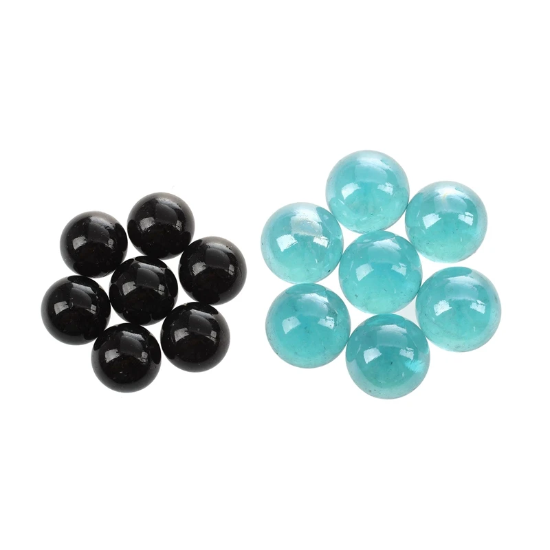 

10 Pcs Marbles 16Mm Glass Marbles Knicker Glass Balls Decoration Color Nuggets Toy Black & Light Blue(2 Set)