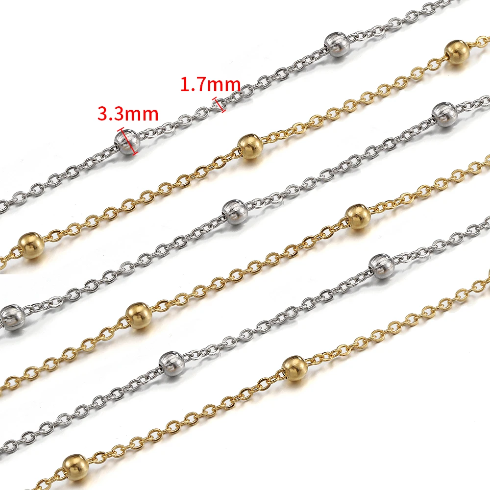 No Fade 2Meters 1Meter Stainless Steel Beads Chains for Jewelry Making DIY Necklace Bracelet Accessories Handmade Ball Chain