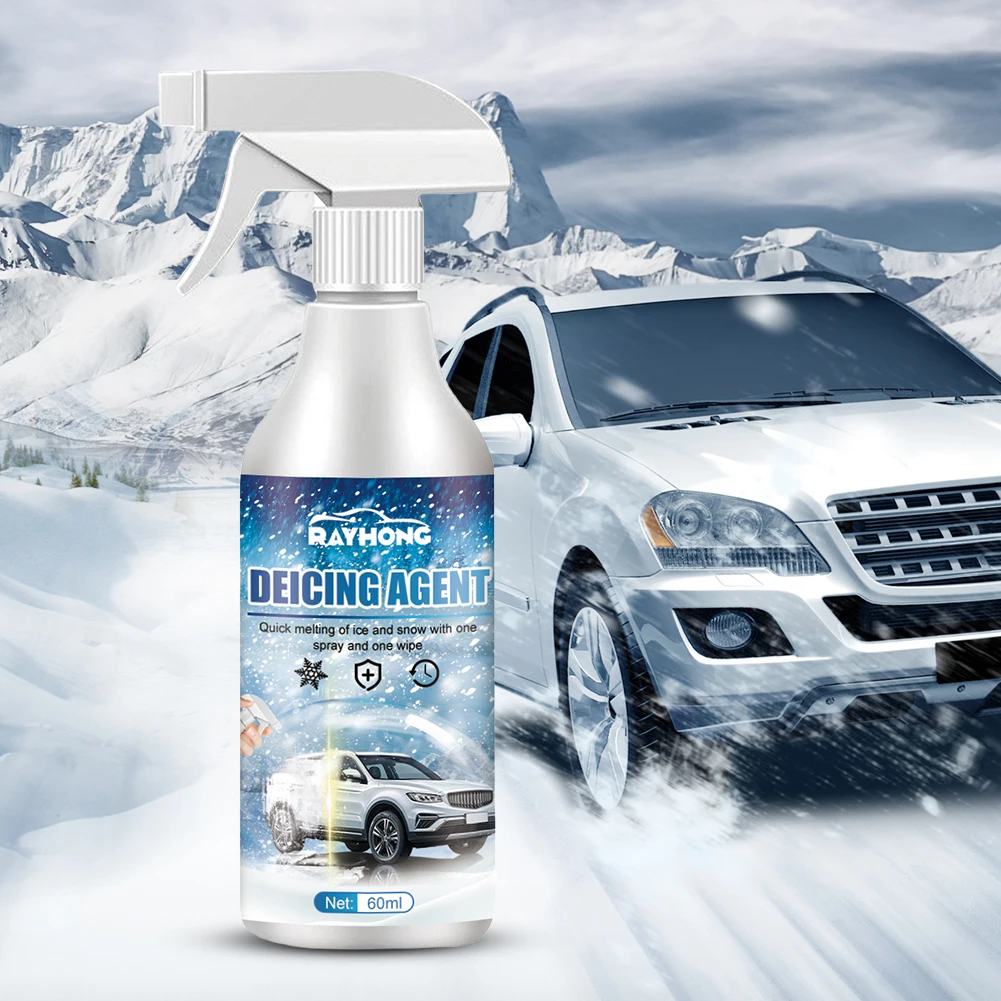 Snow Melting Spray Car Window Cleaner Instantly Melts Ice Road Anti Slip Fast Ice Melting Spray for Car Windshield Window Mirror