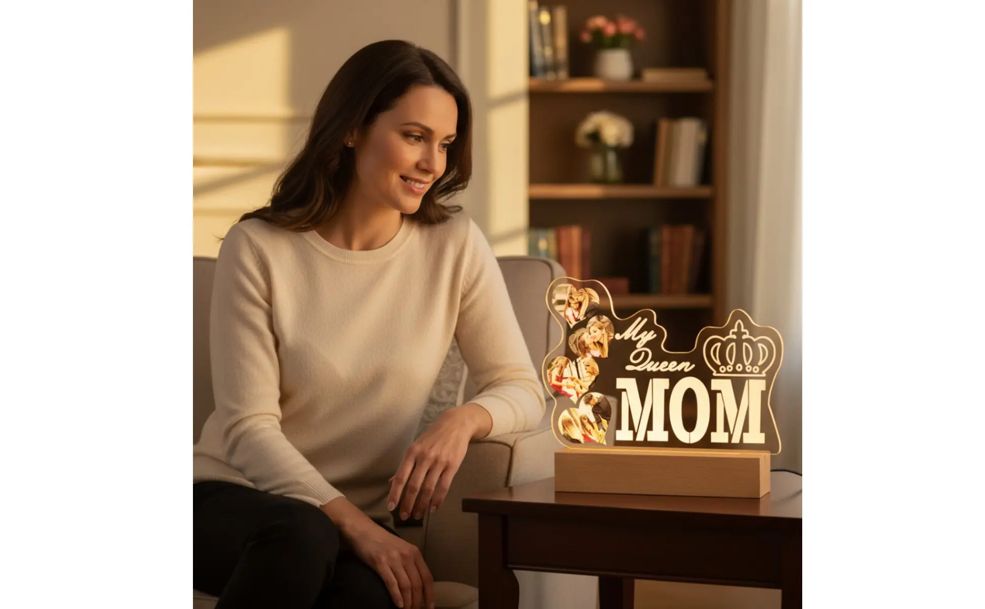 Personalized Photo Night Lamp Mother's Day Gift Acrylic Illuminated Lamp Engraved Acrylic Night Lamp Plug-in Powered Mom Photo