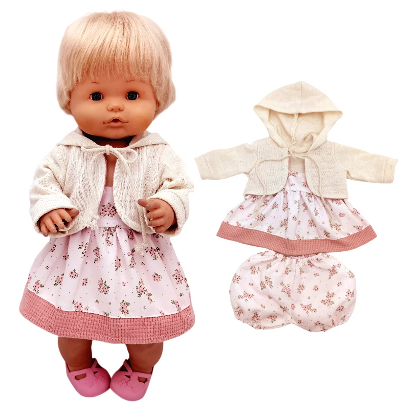Für 40 cm große Nenuco-Puppenkleidung, 17 Zoll Babypuppenkleidung, blaues Blumenkleid, Spielzeugkleidung – Detail 13