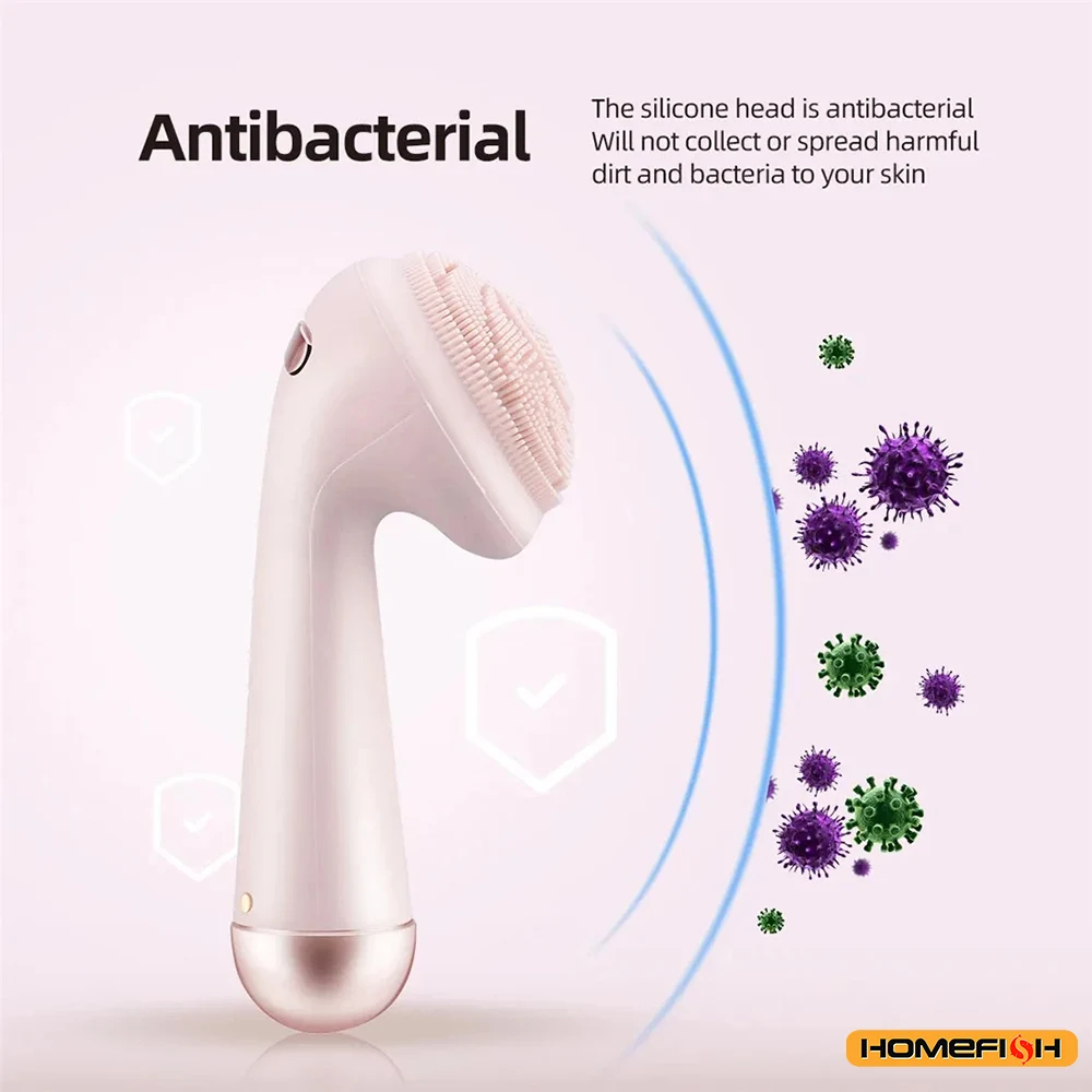 Rechargeable Electric Silicone Facial Cleansing Brush Waterproof Vibration Massage Tool for Deep Pore Cleansing