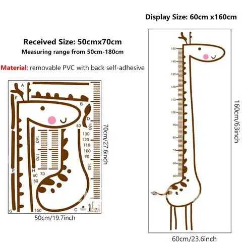 

Giraffe Cartoon Cute Height Measuring Ruler Wall Stickers for Kids Room Home Decoration Wall Decal Home Decor Baby Nursery PVC