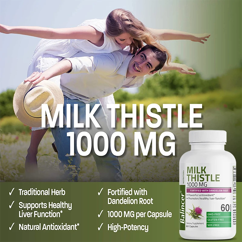 Milk Thistle Capsules-Helps Repair Liver Supports Liver Detoxification Cleanses and Nourishes Liver Antioxidant