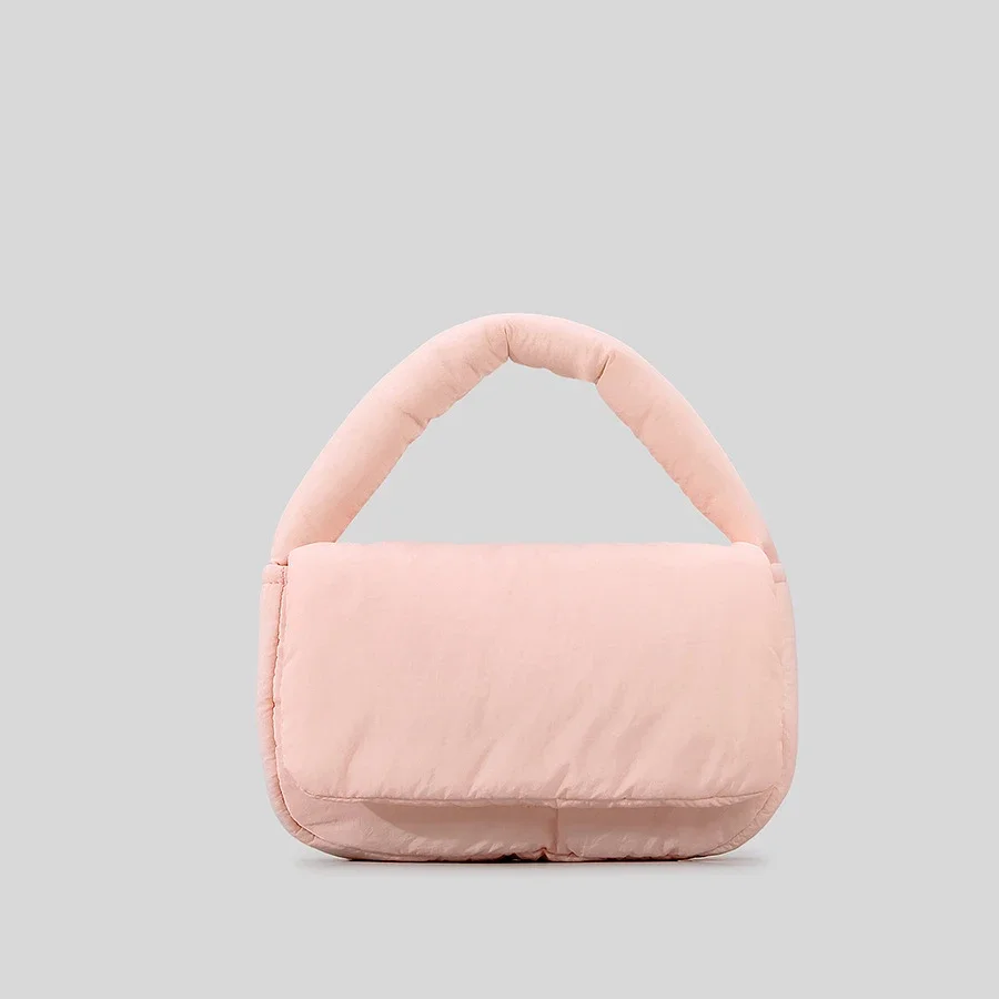 

Designer Quilted Shoulder Bag Casual Down Padded Handbags Winter Cotton Space Crossbody Bags for Women Mini Soft Phone Purses