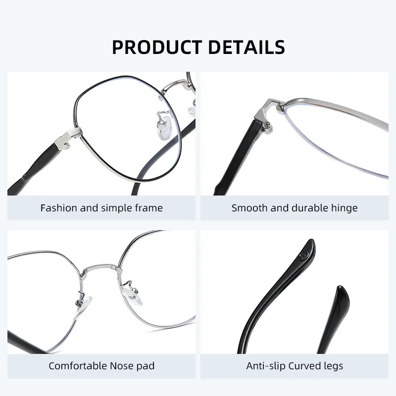 Anti-reflective Hyperopia Glasses Fashion Metal Large Frame Reading Glasses Women High Definition Anti-blue Presbyopia Eyewear 4