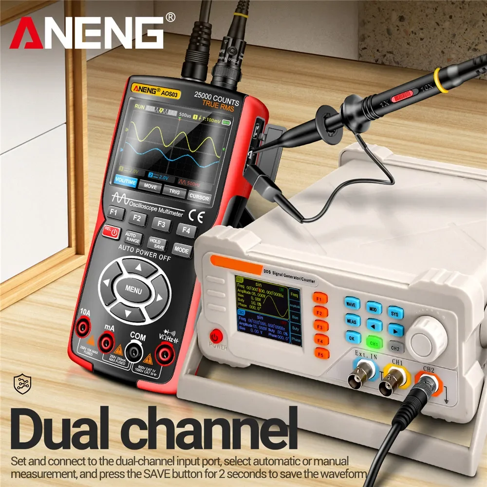 ANENG AOS03 Oscilloscope Multimeter  Output Handheld Battery  LCD Screen Signal Generator Waveform Display Multimeter 4