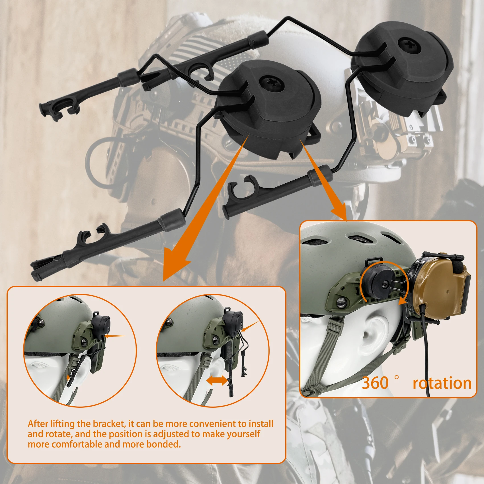 Adaptateur Support ARC Rail TS TAC-SKY Pour Casque - Compatible COMTA II/III, Pour Fixation D'accessoires
