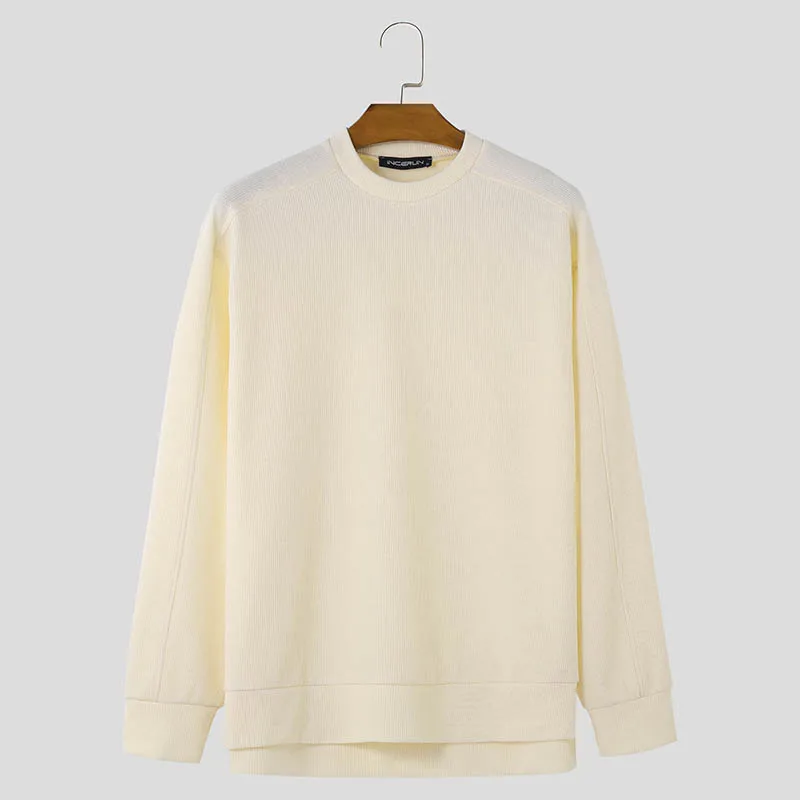 thumbnail image 1 of INCERUN Tops 2024 estilo coreano nuevo para hombre diseño simple de cuello redondo jersey otoño invierno venta caliente suéteres de manga larga para hombre S-5XL, 1 of 5
