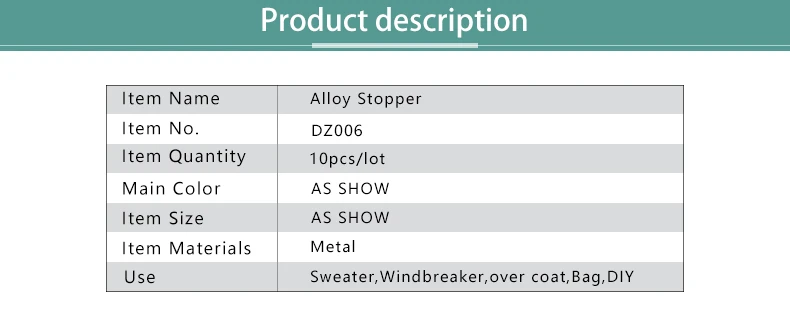 Description Picture 2 of item10pcs High Quality Metal End Stopper Cord Rope Ends Locks Lanyard Clips Fastener For Backpack Garment Drawstrings Accessory DIY