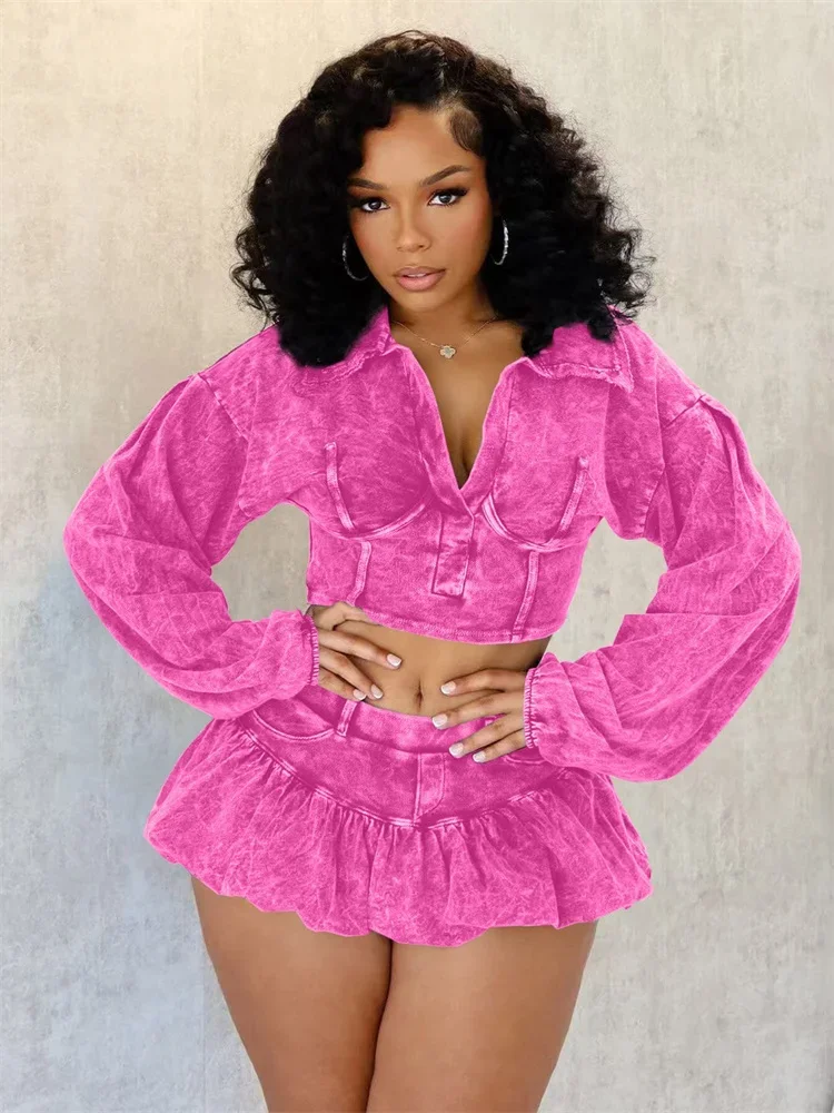 Wmstar Two Piece Set Women Sexy Dress Sets Skirts Party Make An Old Skirt Set (with Safety Pants Inside) Wholesale Dropshipping