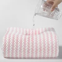 Soft Hand Towel Stripe Face Towel Microfiber Fabric Baby Towel Hanging Bathing Towel for Bathroom Kitchen Quick Dry Towel 4