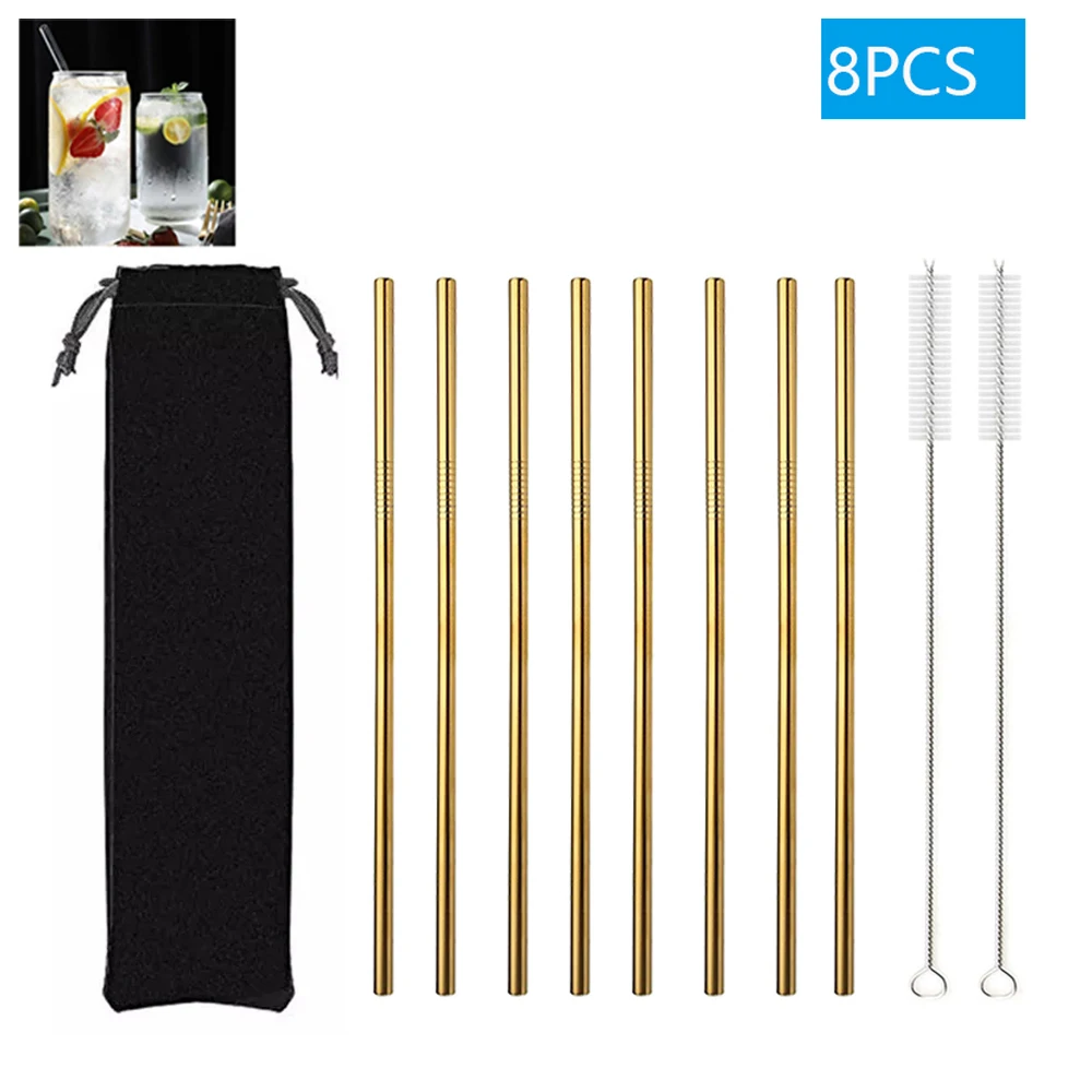8Pcs Metal Straws