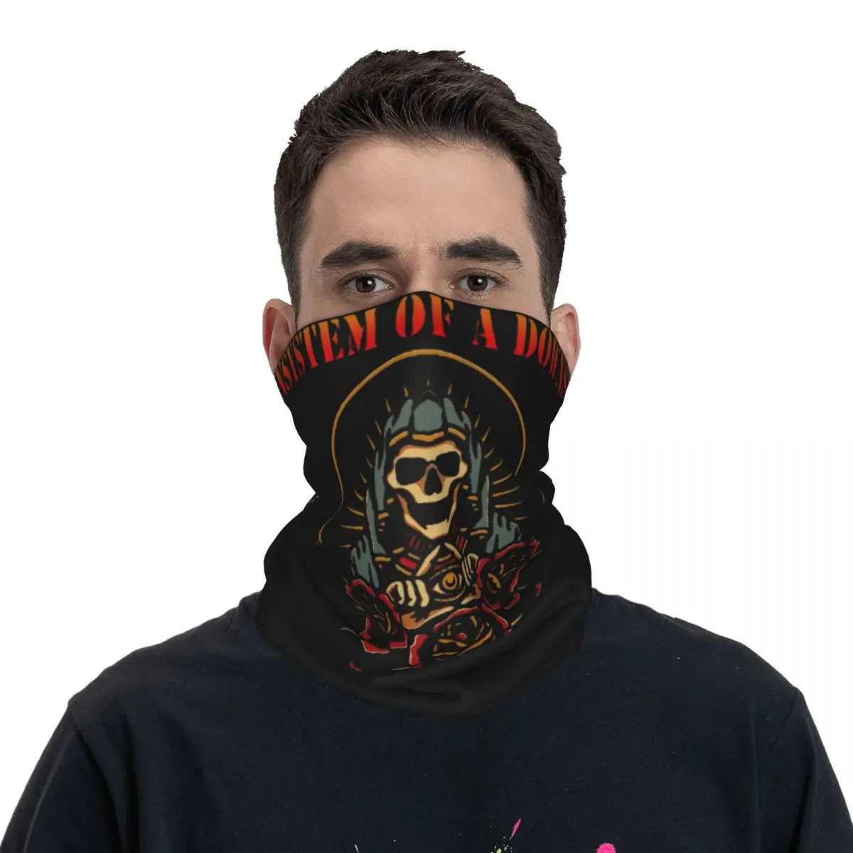 

Skull SOAD Heavy Metal Wrap Scarf Accessories Neck Cover System Of A Down Band Bandana Riding Headwear for Men Women All Season