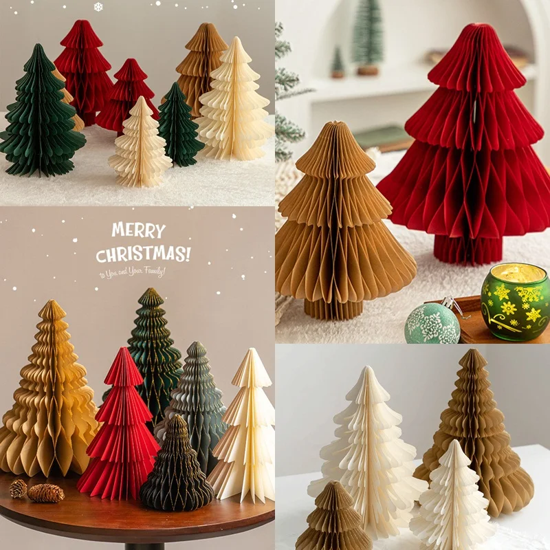 Festive Paper Honeycomb Ball Christmas Tree 3D Ornament for Home and Wedding Decor