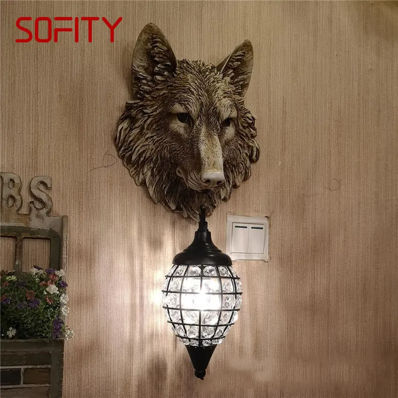 

BERTH Modern Wolf Bedside Lamp Light Creative Decorative Crystal Wall Sconces Led for Home Living Room Porch
