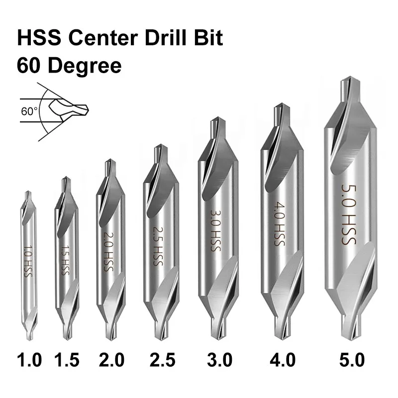 XCAN brocas de centro combinado HSS, juego de brocas de ángulo de 60 grados,  1,0mm, 1,5mm, 2,0mm, 2,5mm, 3,5mm, 5mm|center drill|drill countersinkcenter  drills countersinks - AliExpress