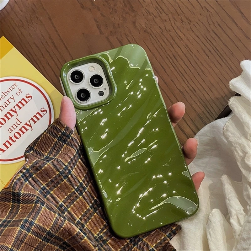 thumbnail image 1 of Luxury 3D Glossy Wavy 15 14 Pro Max Phone Case For iPhone 11 12 13 14 15 Pro Max X Xr Xs 7 8 Plus Se 3 Shockproof Cover Gift, 1 of 5