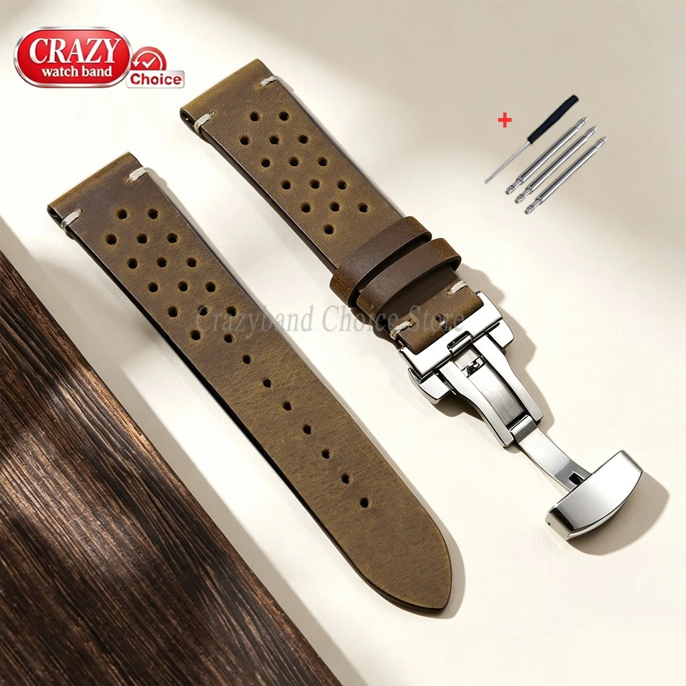 Elegant Handmade Leather Watch Band - Premium Cowhide in Brown & Black