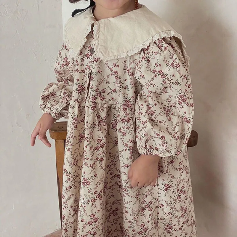 Autumn Floral Girls Dress Kids Clothing