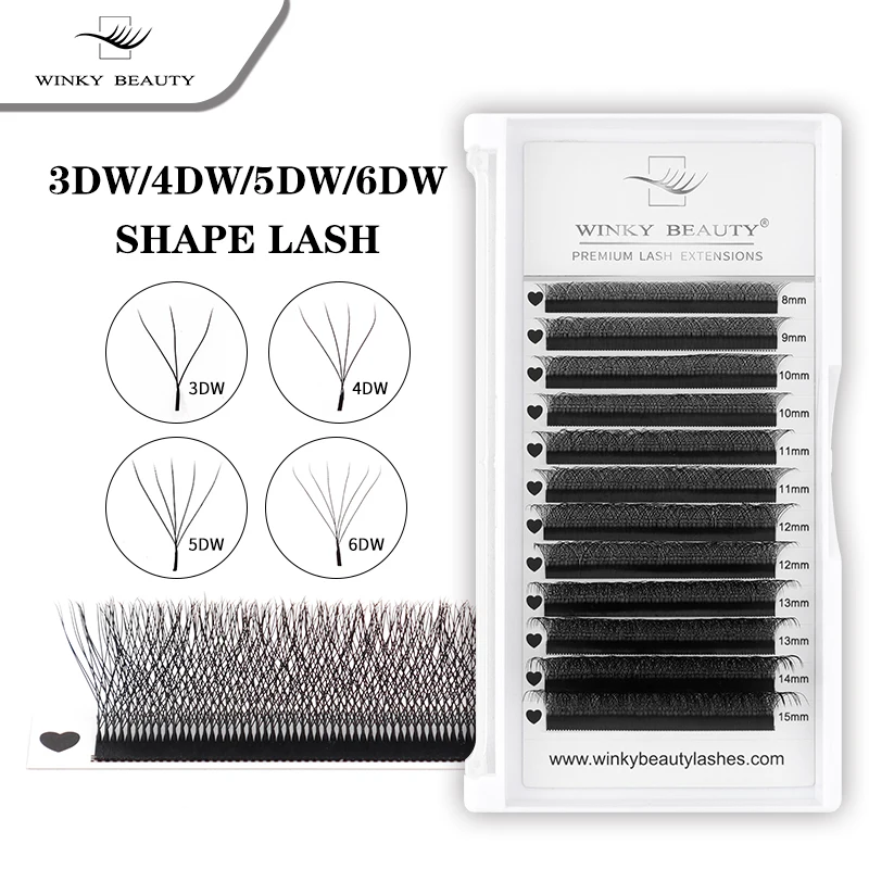 

Winky Beauty 3D/4D/5D/6D W Shape Lashes Extension Premade Volume Fan Eyelashes W Style Shaped Lash Makeup Supplies