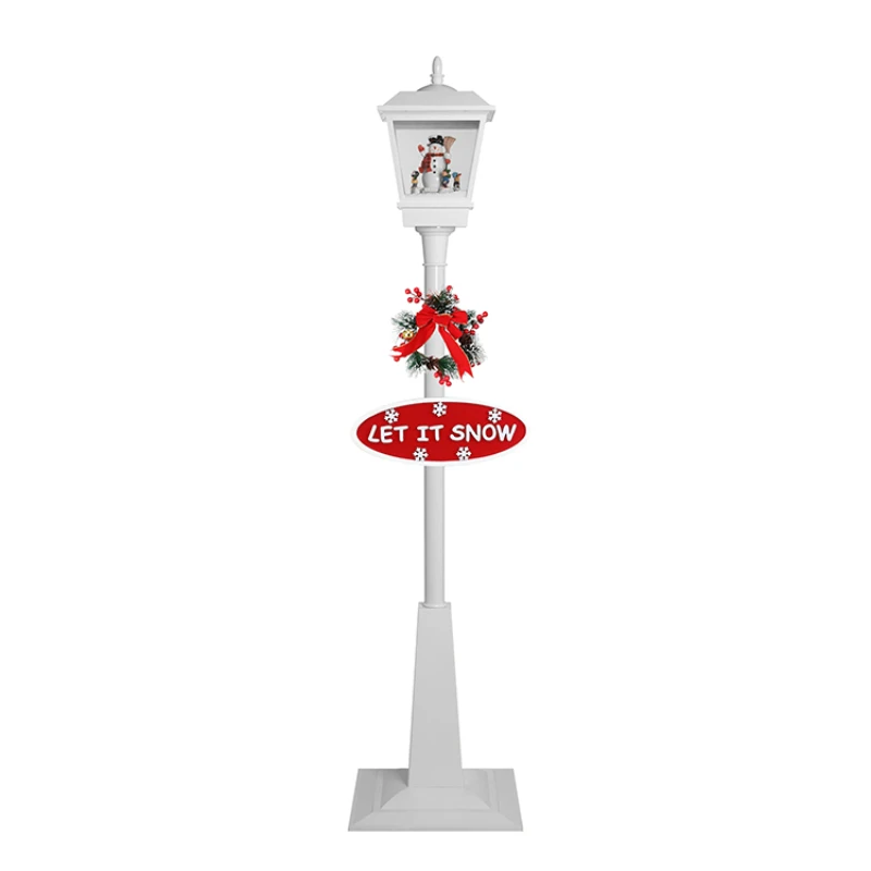

Novel Design Multi-function Vertical Snowing Lighting Christmas Mini Street Lamp Post