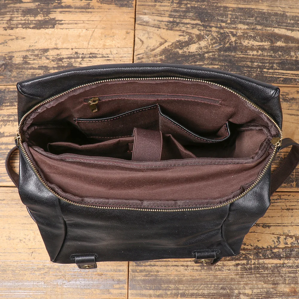 Stylish New Men's Genuine Leather Double Shoulder Backpack