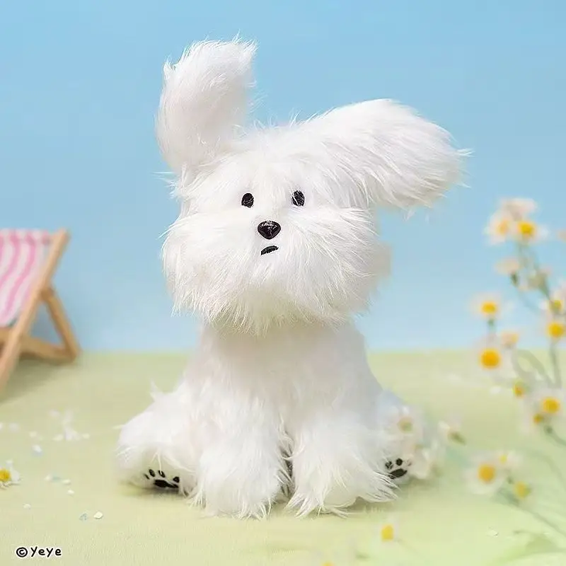 25/35CM Kawaii Long Haired Puppy Plush Toy White Cartoon Soft