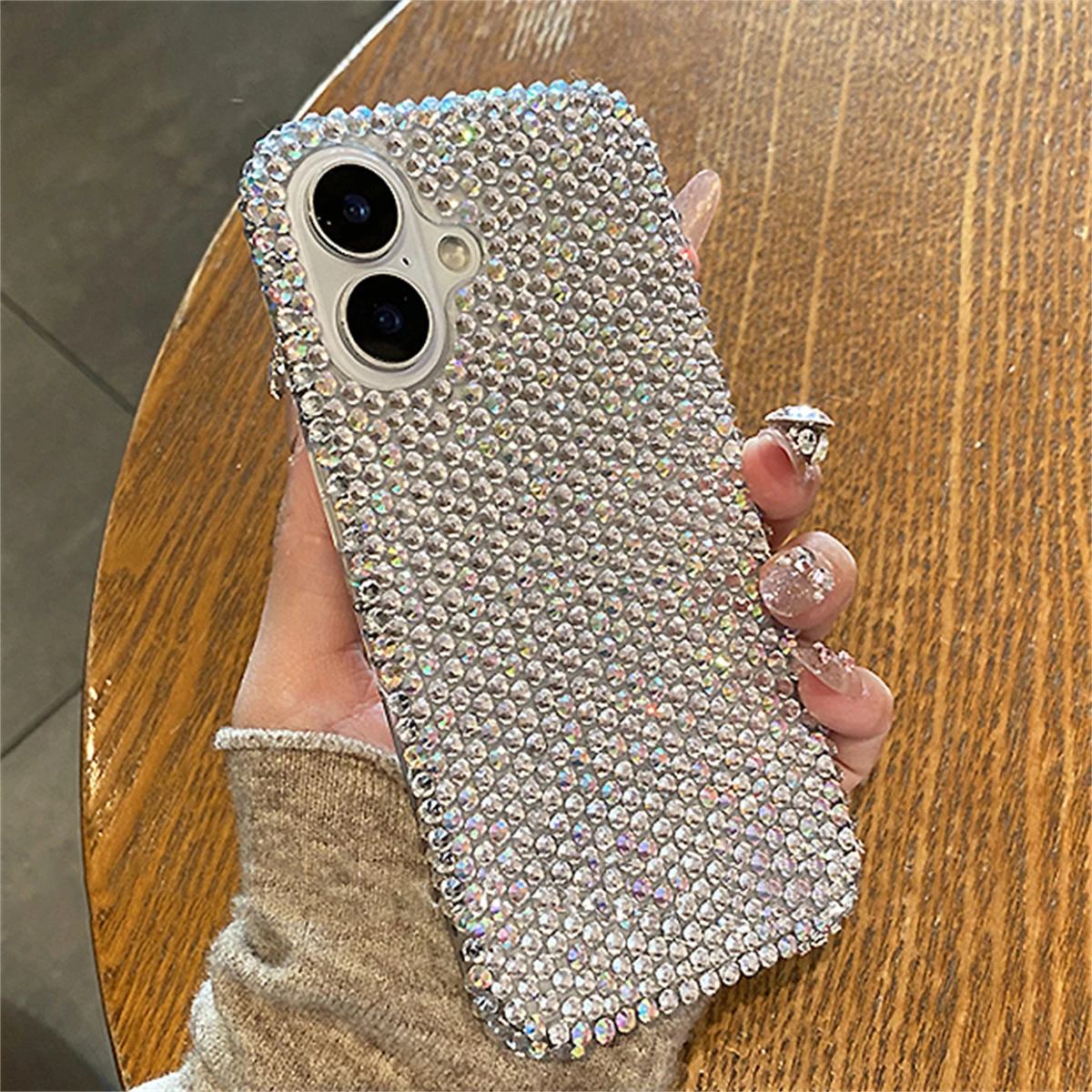 Luxury Full-Screen 3D Rhinestone Phone Case - Fashionable Shockproof Protective Back Cover
