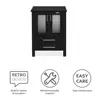 Modern 24" Black Bathroom Vanity Sink Combo with Blue Boat Glass Vessel Sink & Water Save Faucet & Storage Space & Easy Assembly 6