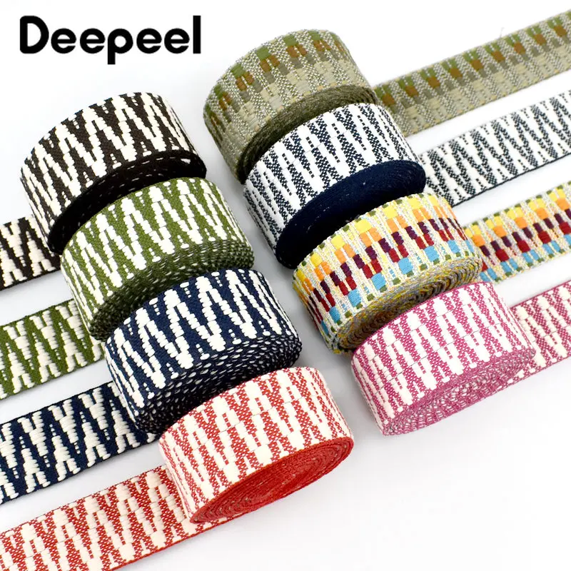 

5/10Yards 38mm Jacquard Webbing 1.8mmThick Ethnic Canvas Ribbon Bags Waist Belt Clothes Backpack Strap DIY Sewing Accessories