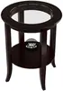 Furniture-Wood Genoa End Table, Round Side /Accent Table , Inset Glass Espresso 6