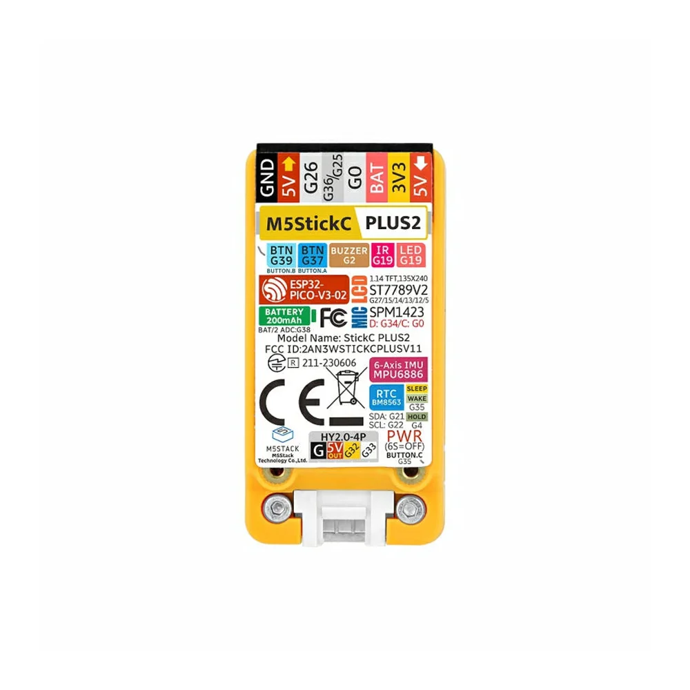 오리지널 미니 IoT 개발 키트, 와이파이 IR 1.14 인치 TFT 스크린, IoT 컨트롤러 ESP32-PICO-V3-02 칩, M5StickC PLUS2 ESP32