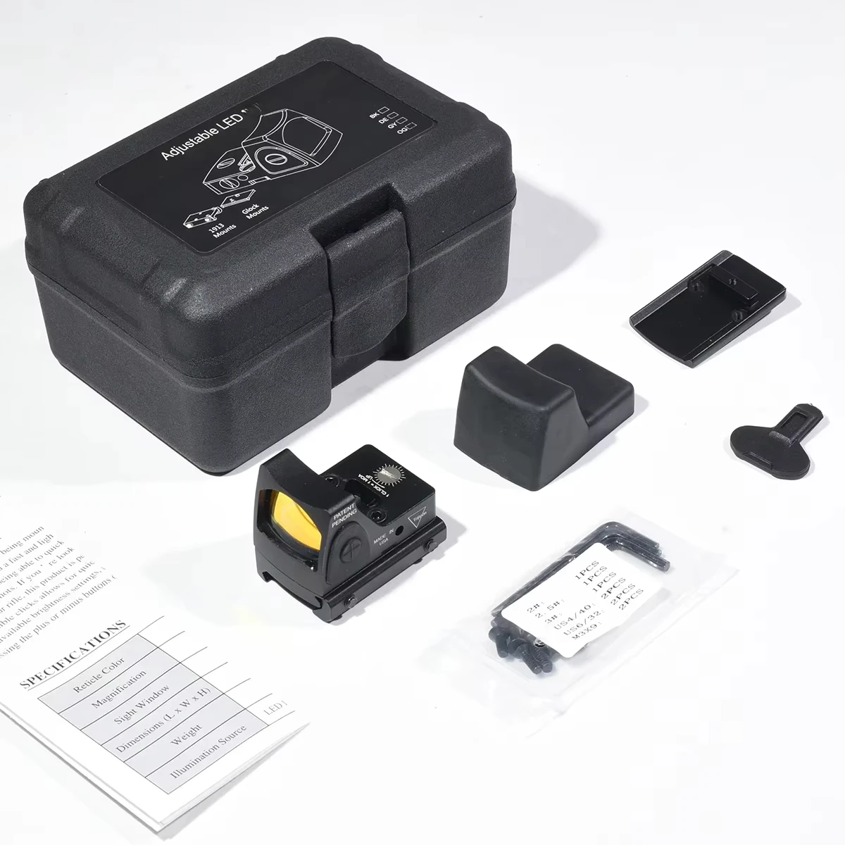 Tactical Optic Red Dot Sight Collimator Hunting Rifle Reflex Scope Fit Pistol Rear Base Airsoft 20mm Rail Glock17 Rail