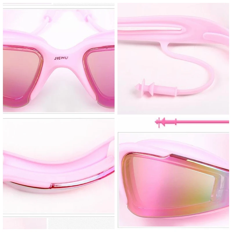 Gafas de natación para adultos, hombres y mujeres, adolescentes, miopía, antivaho, HD, dioptrías, deportes acuáticos, gafas con tapones para los oídos,-1,5 a-6,0