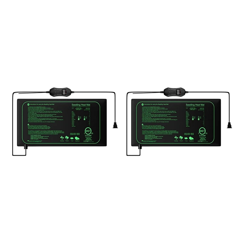 2X 50W Seedling Heat Mat With Thermostat With Temperature Setting From 5℃ To 42℃ For Plants Growth,Germination EU Plug