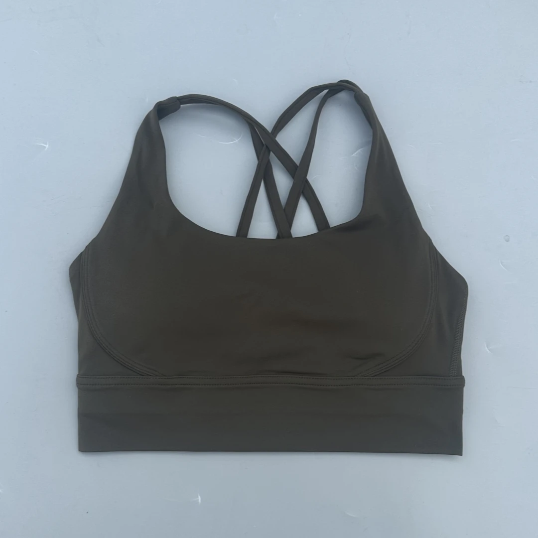 Women's Solid Cross-Back Sports Bra with Chest Pad - Soft, Comfortable, and Supportive for Gym, Yoga, and Workouts
