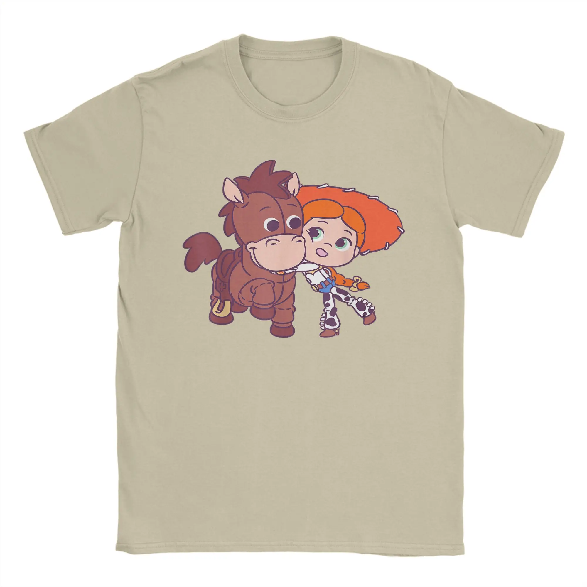 Toy Story Cute Jessie and Bullseye Chibi Style Cotton T-Shirt For Men Summer T-Shirts Tee Shirt Big Size Casual Clothing