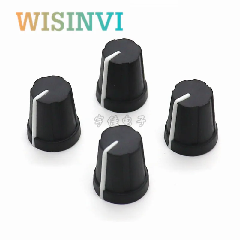 Potentiometer Knob Cap Rubber Knob Rotary Encoder Knob 10PCS 14*16MM 0 degree half shaft Rubber knob potentiometer rotary encoder volume switch knob suitable for D axis 6MM
