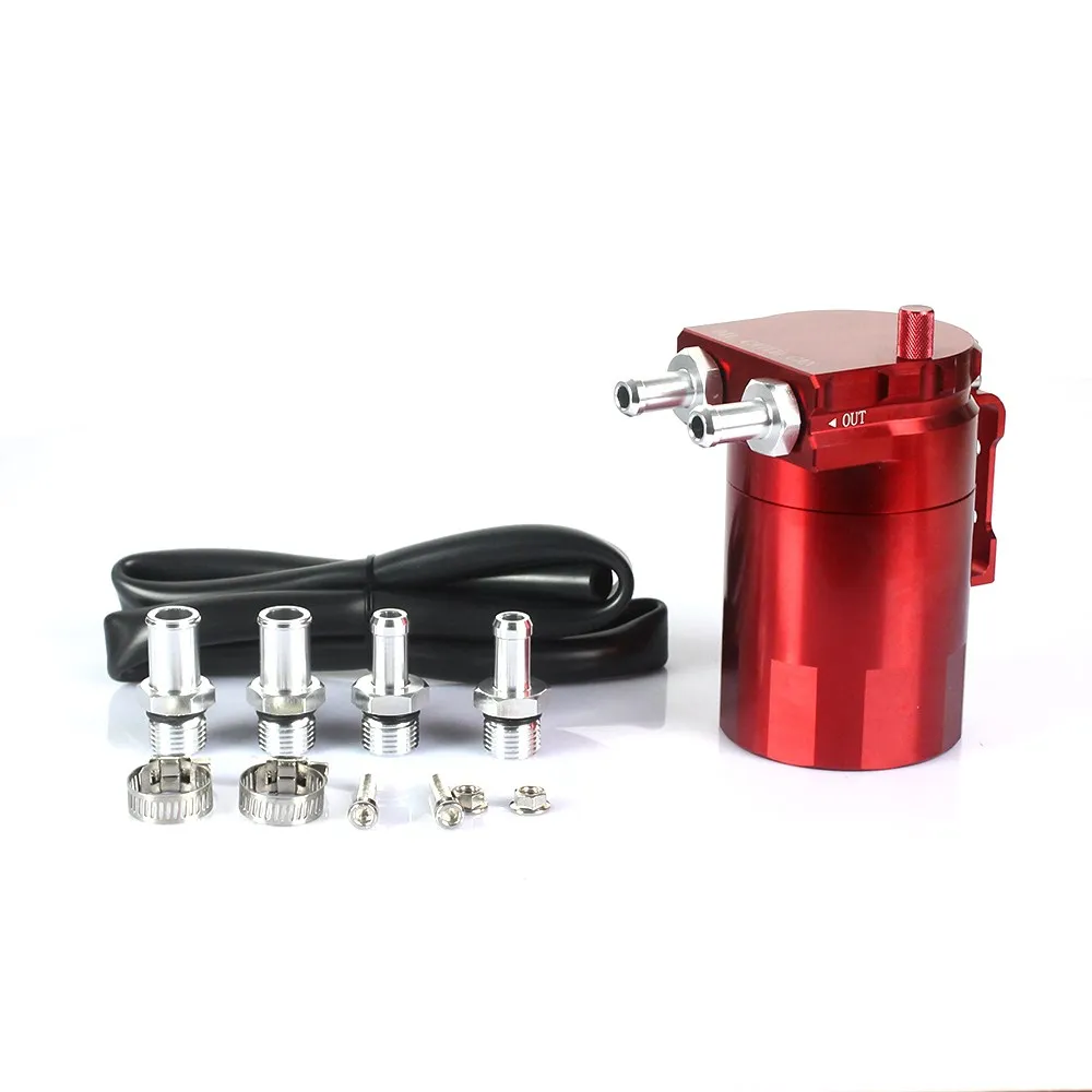 R-EP Universal Aluminum Oil Catch Can Oil Filter Fuel Tank Round Reservoir  Oil Drainer XH-JT052