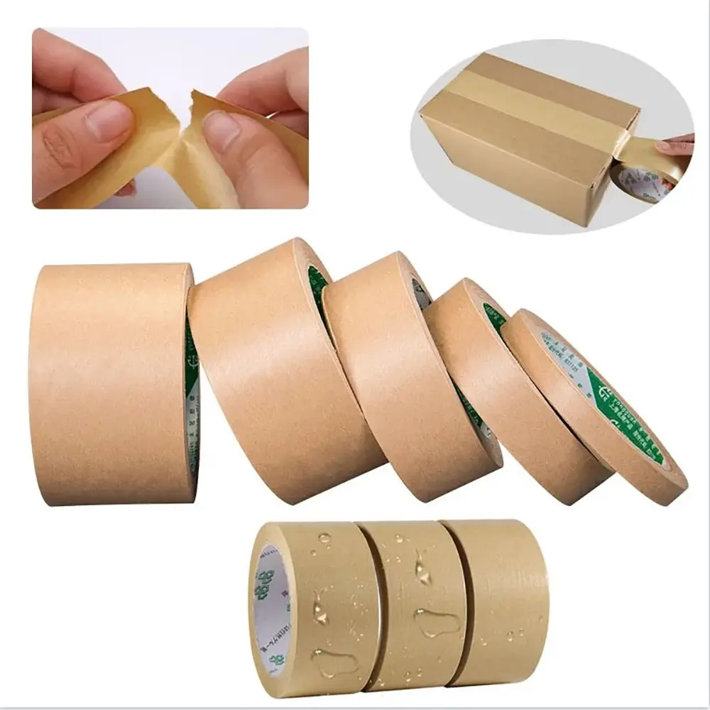 

30M/Roll Kraft Paper Tape Self Adhesive Car Painting Shelter Mounting Album Packaging Tape Carton Sealing Tape Eco-Friendly