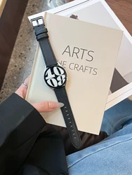 Leather Link Watch Strap - Premium Sport Bracelet 44mm/40mm for Universal 20mm (Black - black)