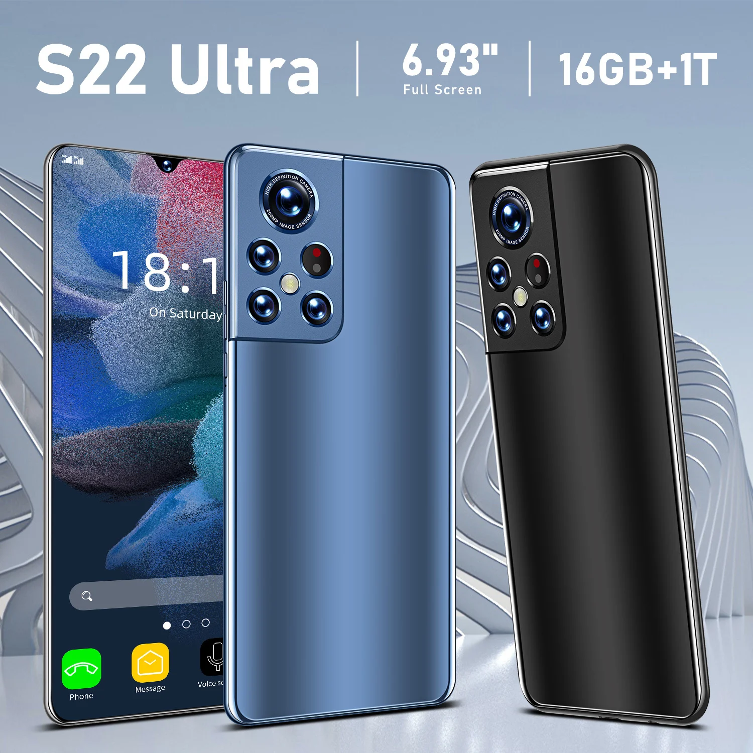 Смартфон глобальная версия S22 Ultra 16 ГБ + ТБ Android 6800 мАч Qualcomm Snapdragon 888 две карты