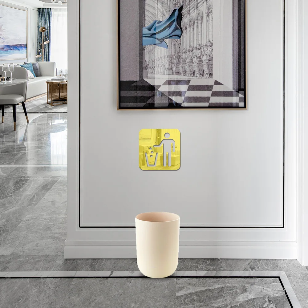 Sign indication stickers discard garbage mirror acrylic shopping mall home self-adhesive decorative wall stickers wall decor wall decal stickers