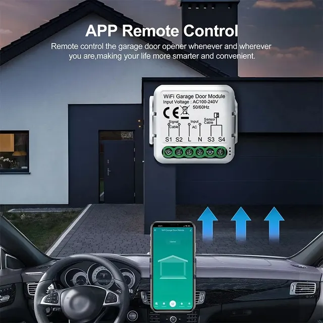 Tuya WiFi Garage Door Opener Controller APP Voice Control Smart Garage Door Switch Works with Alexa Google Home Smart Life 3